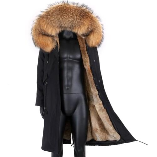 2020 winter jacket mens coat thick fur coat natural real fox fur collar coat rabbit fur liner detachable waterproof parka