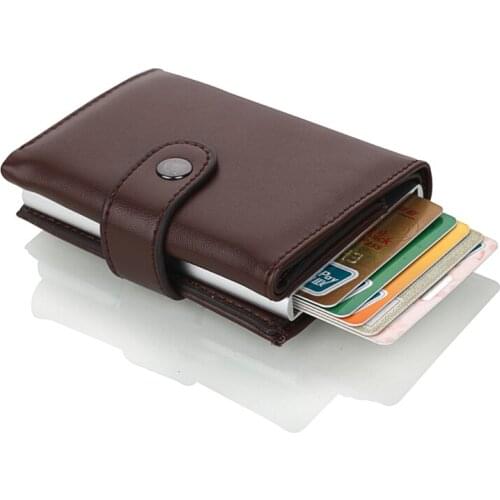2019 New Style Men And Women Credit Card Holder Unisex PU Leather Business ID Card Case Fashion Aluminium Card Wallet Money Bag
