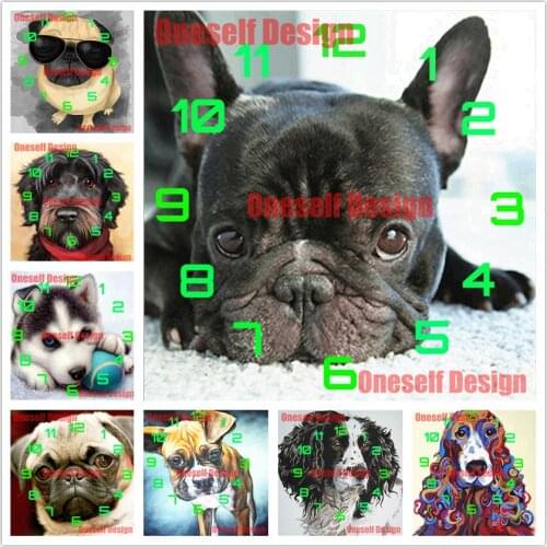 New style cartoon dog diy diamond painting full square/round tiger 5d diamond embroidery full set clock decor home wall sticker