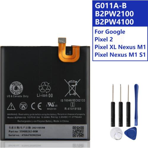 Original Replacement Battery For HTC Google Pixel 2 Pixel 2B Muski G011A-B Pixel XL Nexus M1 B2PW2100 Pixel Nexus M1 S1 B2PW4100