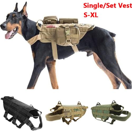 Large Dog Tactical Dog Vest Suit Waterproof Nylon Tactical Dog Training Equipment Dog Hunting Vest Collar Perro