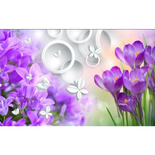 Custom photo wallpaper Large 3D Stereo romantic purple flower 3d room wallpaper landscape custom 3d wallpaper murals