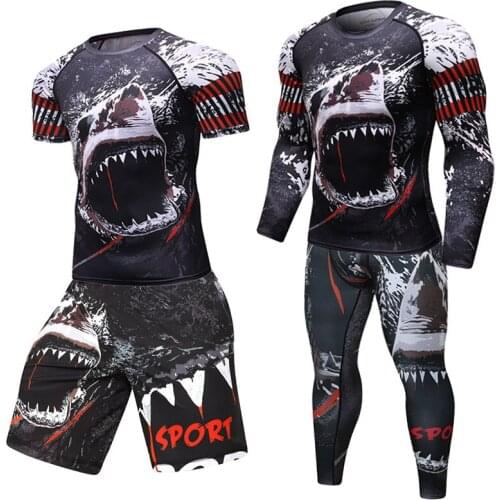 Superior Quality KickBoxing Sets Boxing Men Fitness Sport T-shirt Pants Gym Rashguard MMA Bjj Rash Guard Muay Thai Jersey Boxing