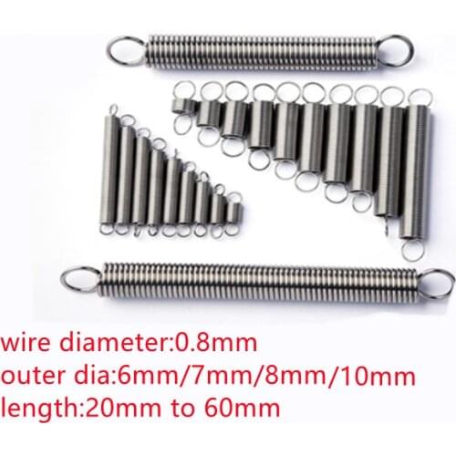 5pcs/lot wire 0.8mm 304 Stainless Steel Dual Hook Small Tension Spring Hardware Accessories Stretching Sprin
