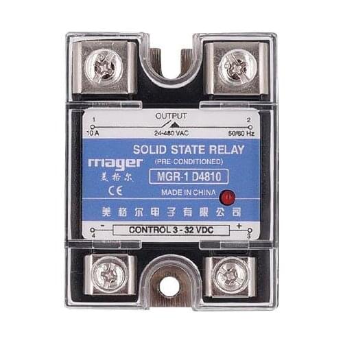 Smart home relay power accessories SSR 10A Single Phase Solid State Relay DC Control AC MGR-1 D4810 Load voltage 24-480V