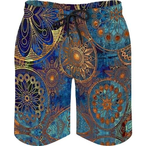 Summer Men Beach Shorts Breathable Quick Dry Humor Graphic Flower Running Pattern Pants