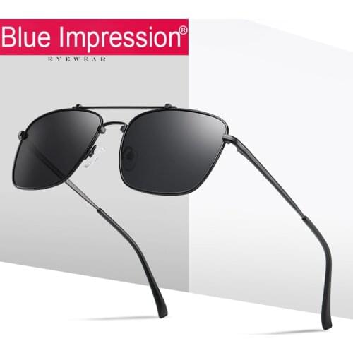 Blue Impression New polarized Sun glasses Mens Womens Metal stainless steel eyewear outdoor driving sunglasses gafas de sol