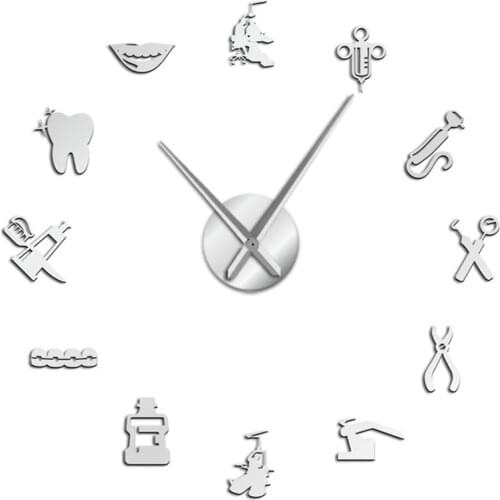 Dentist DIY Giant Wall Clock Oversized Wall Clock Big Needle Mirror Dentist Office Decor Dentist Gift Art