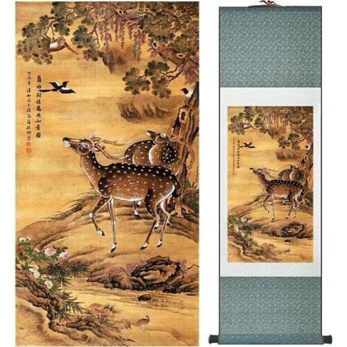 Traditional Chinese Art Painting Home Office Decoration Chinese deer in the mountainPrinted painting