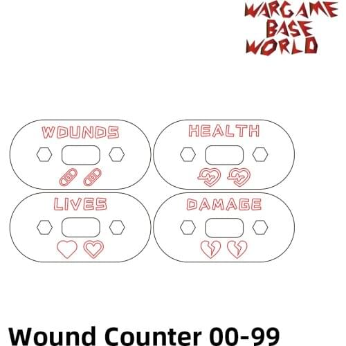 Wargame Base World - Wound Counter/Tracker/Dial/Marker 00-99 Wound Counter - four sets