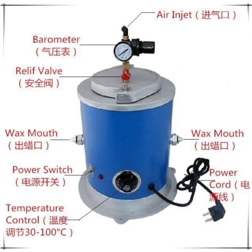 Jeweler Wax Injector 5.5LB Tank Wax Injection Machine for Jewelry 500W Wax Casting Machine with Double Nozzle for Wax Injection