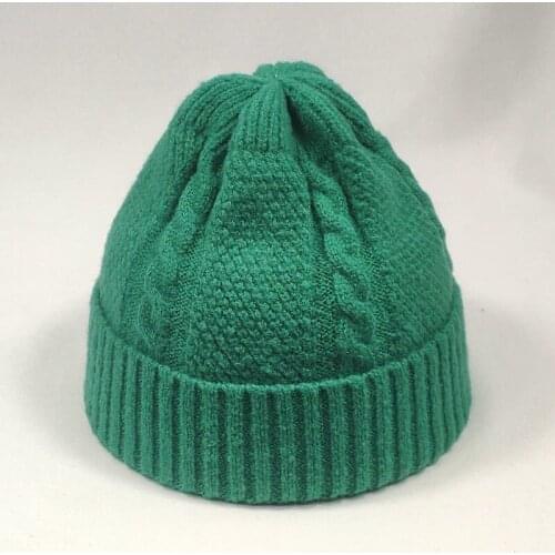 Cable Knitted Cap Women Beanie Winter Hats Yellow Khaki Orange Green Purple Dusty Pink