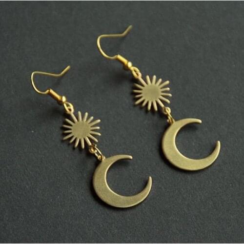 Witch Moon Sun Starburst Earrings BOHO Hippy Punk Handmade Creativity Jewelry Women Gift Crescent Wholesale Statement Fashion