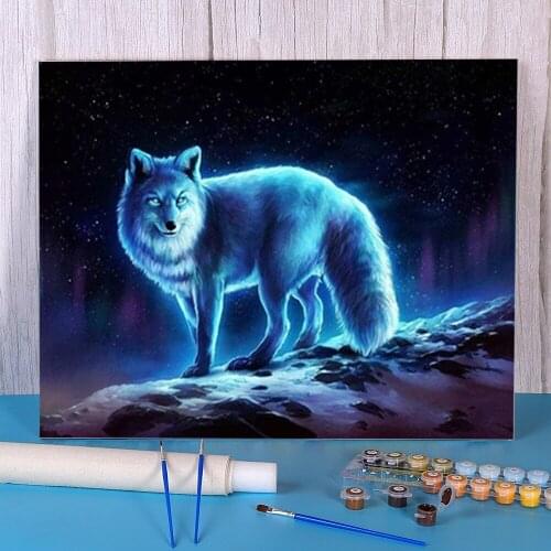 Wolf Animal DIY Paint By Numbers Package Acrylic Paints 40*50 Boards By Numbers Loft Wall Picture Kids Wholesale Drawing