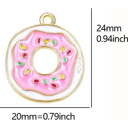 10pcs/lot Cake Doughnut Dangle Handmade Enamel Charms Pendant DIY for Bracelet Necklace Bag