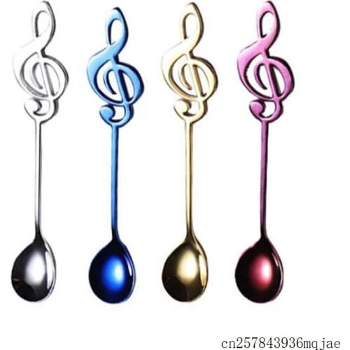 100Pcs Musical Notes Spoon Coffee Tea Spoons Tableware Ice Cream Tools Kitchen Accessories Stainless Steel Tools