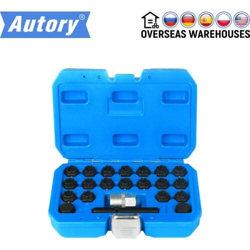 22pcs Car locking Wheel Nut Removal Tool Key Socket Anti-Theft Screw Sleeve Wheel Lock Screws For Audi locking keys Type A -X