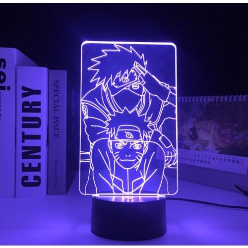 Anime Figure Kakashi 3D LED Nightlight Cool Child Birthday Gift Table Lamp Touch Sensor Colorful Nightlight Bedroom Decor Light