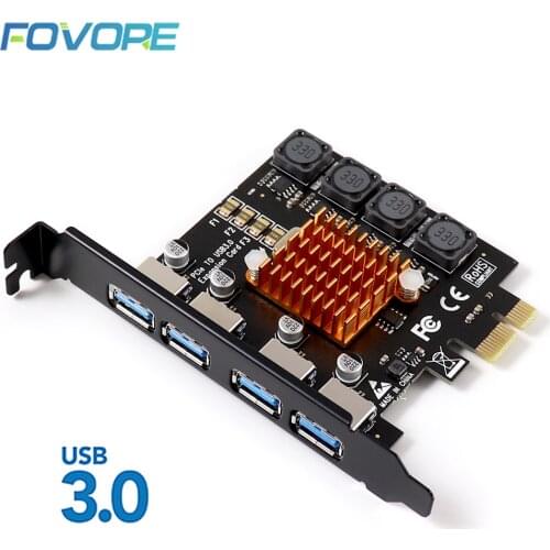 4 Port USB 3.0 PCI Express Card USB 3 PCIE Expansion Card Adapter PCI-E USB 3.0 HUB Controller Cards USB3 PCI E Extender Card