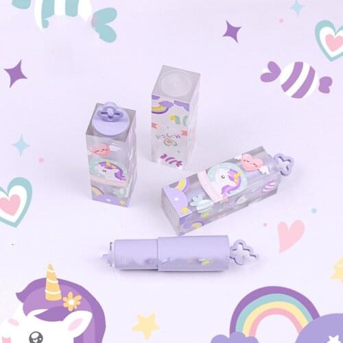 50pcs/lot new brand 12.1mm Unicorn lipstick tubes square purple lip blam tube lip gloss tubes cute empty lip tubes wholesale