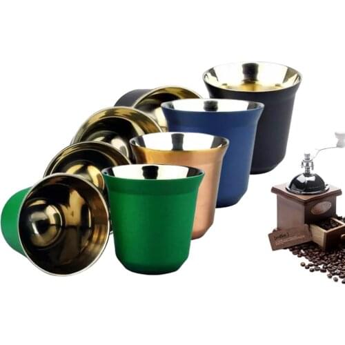 80ml Double Wall Stainless Steel Espresso Cup Insulation Nespresso Pixie Coffee Cup Capsule Shape Cute Thermo Cup Coffee Mugs