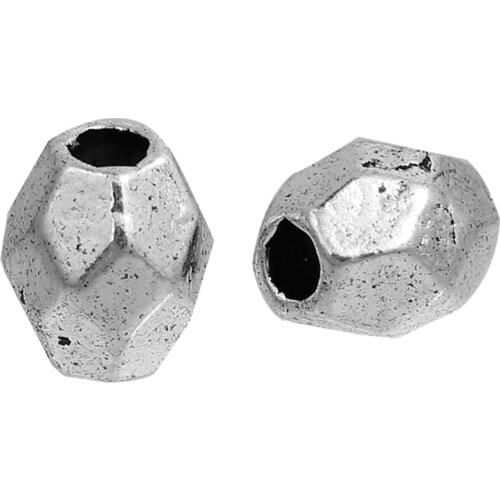 DoreenBeads Zinc Based Alloy silver color Spacer Beads Drum Faceted DIY 4mm x3.5mm( 1/8" x 1/8"), Hole: Approx 1mm, 300 PCs