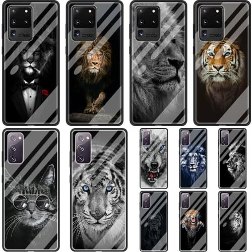 Wolf Lion Animal Cat dog Phone Case For Samsung Galaxy S20 FE S10 Plus S21 Ultra S9 S8 S10e Lite Tempered Glass Shell Cover