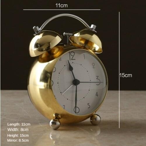 Home Decor Retro Alarm Clock Arabic Numeral Alarm Clock Creative Metal Table Clock Cool Desktop Clocks Works Of Art