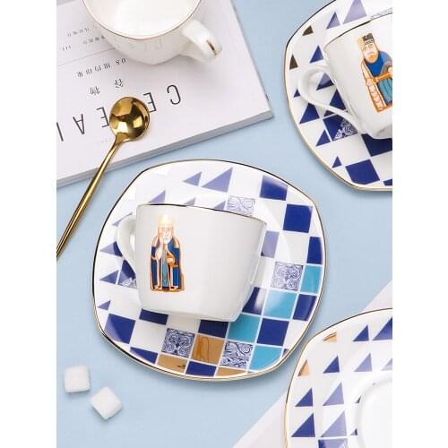 EECAMAIL British Museum IP Louis Chess Phnom Penh Bone China Coffee Cup And Saucer Set Small Luxury Afternoon Tea Cup