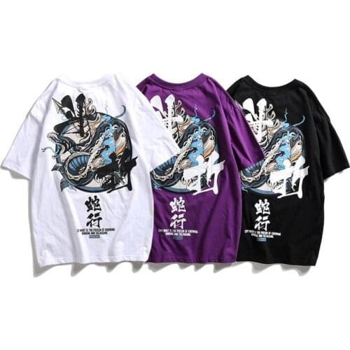 Short sleeves are the summer fashion for menHip-hop loose print T-shirt Short sleeved summer T-shirt for couples