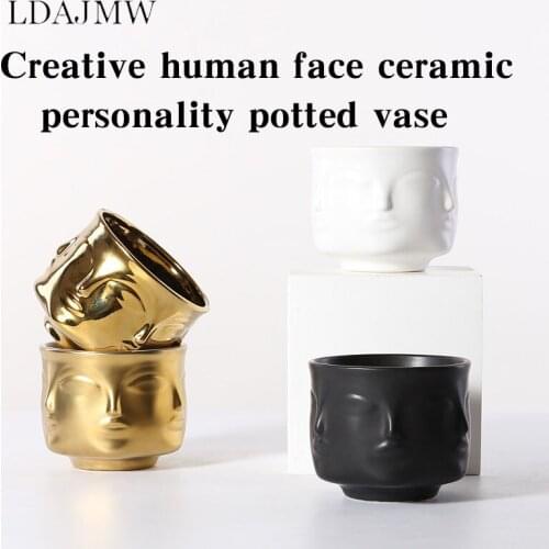 Nordic Style Ceramic Face Potted Plant Vase Decoration Home Soft Decoration Living Room Window Sill Succulent Flower Pot