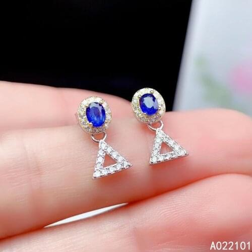 KJJEAXCMY fine jewelry 925 silver natural sapphire new girl lovely earrings hot selling ear stud support test Chinese style