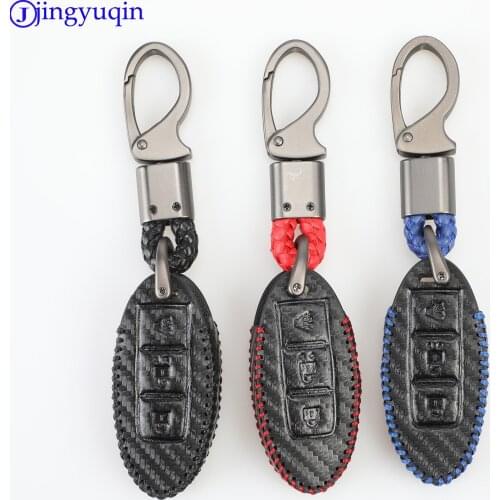 Leather Car Key Case Cover For Nissan Tidda Livida X-Trail T31 T32 Qashqai March Juke Pathfinder Note GTR Keychain Ring Holder
