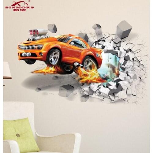 Creative Hummers Super Off-road Vehicle Wall Stickers Broken Wall Poster Wall Art Car Decal Kids Room Decor Boys Favors