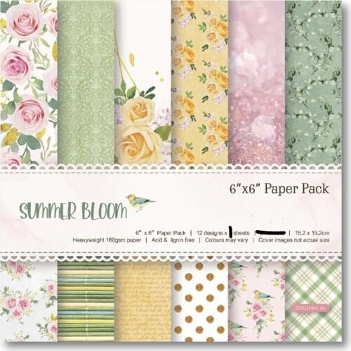 KSCRAFT 12 Sheets Summer Bloom Scrapbooking Pads Paper Origami Art Background Paper Card Making DIY Scrapbook Paper Craft