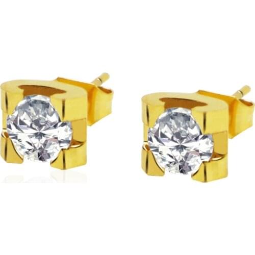 Fashion Womens Jewelry 1 Carat Crystal Earrings Rose Gold Titanium Steel Earrings Earrings for Womens Best Gifts