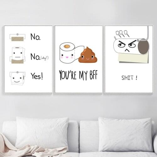 Funny Humor Bathroom Toilet Paper Nordic Posters And Prints Wall Art Canvas Painting Wall Pictures For Living Room Home Decor