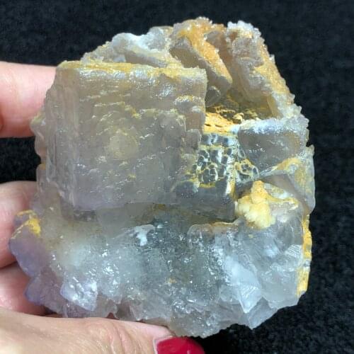 228.4gRare natural purple edge fluorite and quartz cluster mineral standard aura energy QUARTZ GEM home decoration Teaching