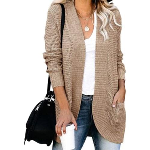 2020 New Cardigan Coat Womens Pockets Sweater Long Women Warm Sweater Thick Knitted Female Sweater Winter