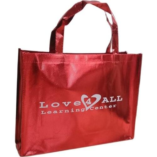 Wholesale 1000pcs/lot 30x40x10cm red laser non woven shopping bags customized brand logo printed on the gift tote recycling bag