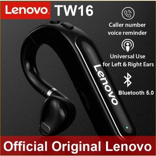 Original Lenovo TW16 Ear Hook Bluetooth Earbuds Earphones Handsfree Wireless Headphone IPX5 Waterproof Headset with Micphone
