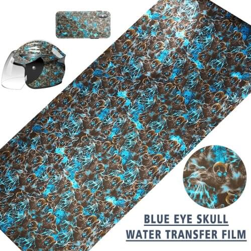Blue Eyes Water Transfer Print Film 0.5m x 2m Blue Eyes Water Transfer Print Skull Film PVA Dipping Hydrographics For Auto