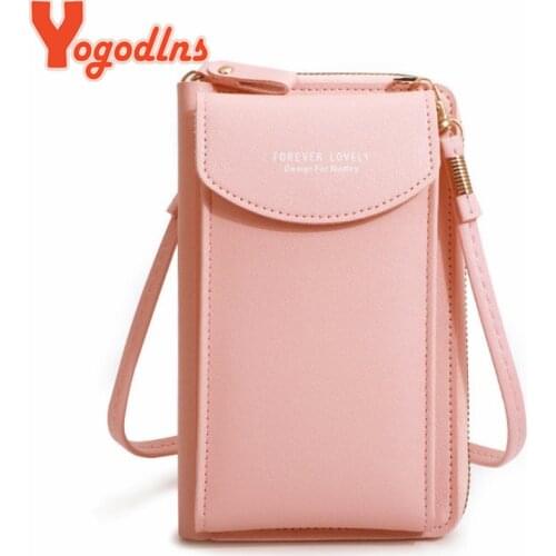 Yogodlns Casual Cellphone Crossbody Bag For Women PU Leather Shoulder Bag Multifuncion Messenger Handbag Flap Lady Pouch Bolsos