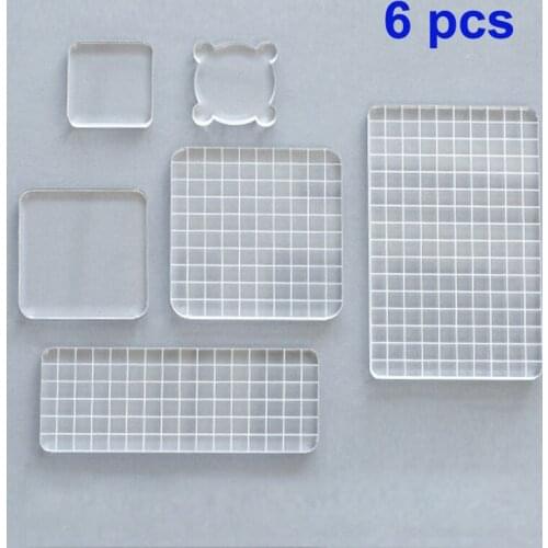 Clear Stamp Block-Set Handle Scrapbooking Decor Photo-Album Acrylic Essential DIY 6pcs