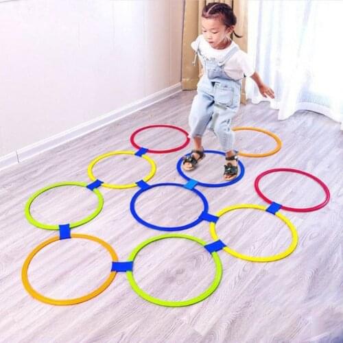 Outdoor Fun Game Kindergarten Jump Ring Teaching Sports Toys Hopscotch Grid Jump Kids Sensory Training Equipment