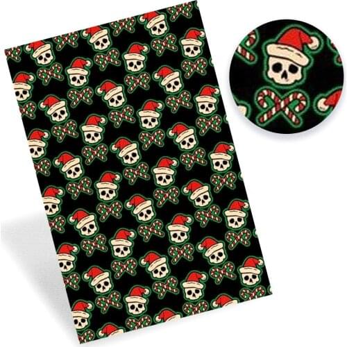 AHB 22*30cm 0.8mm Christmas Faux Leather Sheets Printed Synthetic Leather Fabric DIY Hair Bows Handmade Crafts Supplies