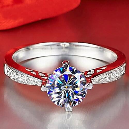 18K White Gold Women Ring Moissanite Diamonds 1 2 3 4 5 Carat Round Elegant Wedding Party Engagement Anniversary Ring Vintage