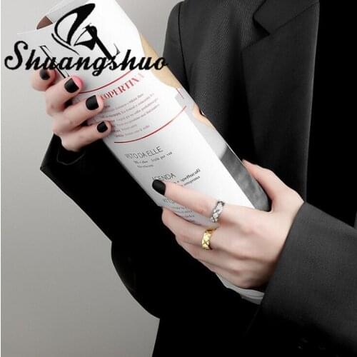 Shuangshuo 2021 Simple Creative Geometric Irregular Open Ring for Women Mini Cute Geometric Cross Adjustable Rings Party Jewelry