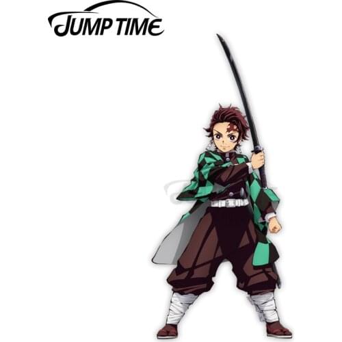Jump Time 13 x 6.7cm For Demon Slayer Tanjiro Kamado Anime Car Stickers Windshield Cartoon Decal Laptop Motorcycle Car Styling