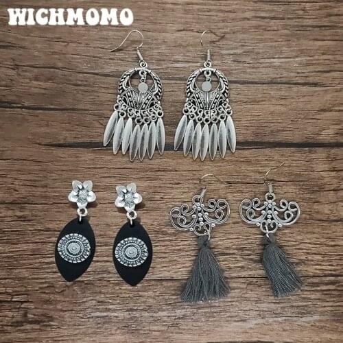 WICHMOMO Retro Bohemia Zinc Alloy Tassels Eye Earrings Womens Accessories Gifts EST012